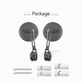 Ojo black bar end mirrors for 1, 1-1/4 Inch hollow end handlebars
