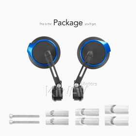 Aura blue bar end mirrors for 7/8, 1, 1-1/4 Inch hollow end handlebars