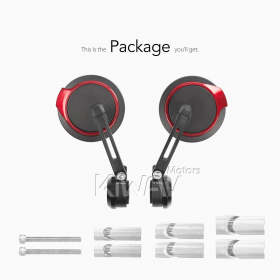 Aura red bar end mirrors for 7/8, 1, 1-1/4 Inch hollow end handlebars