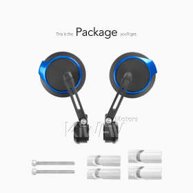 Aura blue bar end mirrors for 1, 1-1/4 Inch hollow end handlebars