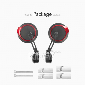 Aura red bar end mirrors for 1, 1-1/4 Inch hollow end handlebars