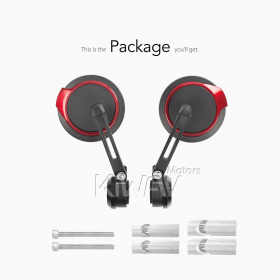 Aura red bar end mirrors for 7/8 Inch hollow end handlebars