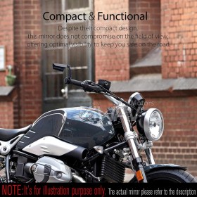 Leap black bar end mirrors a pair compatible with BMW M12 threaded handlebar
