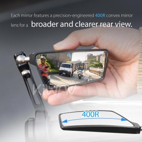 Leap black bar end mirror RH compatible with BMW M12 threaded handlebar