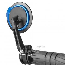 Aura blue bar end mirrors compatible with Indian Scout Bobber
