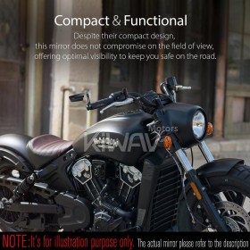 Leap black bar end mirror RH compatible with Indian Scout Bobber