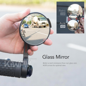 Aura black bar end mirrors compatible with Moto Guzzi motorcycles