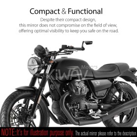 バーエンドミラー　リープ　黒　左側　モト・グッツィ(Moto Guzzi)モデルに取付可能