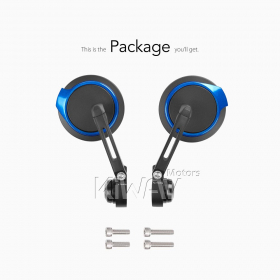 Aura blue bar end mirrors compatible with Triumph water-cooled motorcycles
