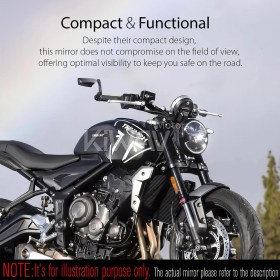 Leap black bar end mirror RH compatible with Triumph water-cooled models