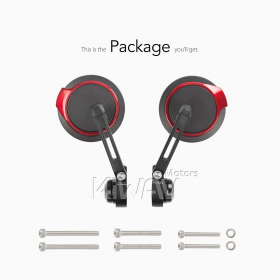 Aura red bar end mirrors compatible with Triumph air-cooled motorcycles
