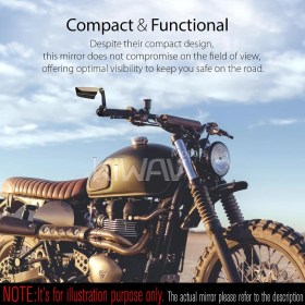 Leap black bar end mirror RH compatible with Triumph air-cooled models