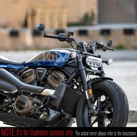 Aura blue heavy weight bar end mirrors compatible with Harley Sportster S Nightster 2021-