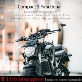 Leap black heavy weight bar end mirror LH compatible with Yamaha M16 threaded handlebar