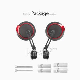 Aura red bar end mirrors for most bicycles, ebikes with hollow bar end A PAIR