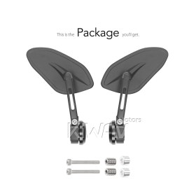 Horus black heavy weight bar end mirrors compatible with BMW M12 threaded handlebar