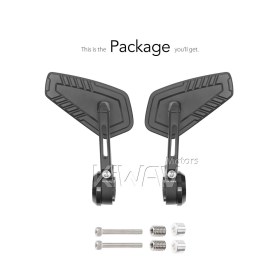 Blade black heavy weight bar end mirrors compatible with BMW M12 threaded handlebar