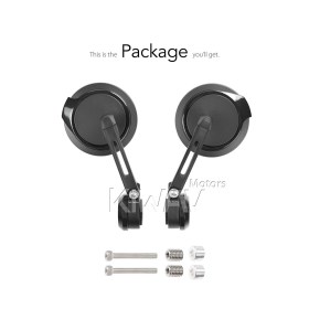 Aura black heavy weight bar end mirrors compatible with BMW M12 threaded handlebar