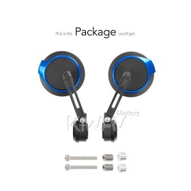 Aura blue heavy weight bar end mirrors compatible with BMW M12 threaded handlebar