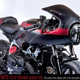 Aura red heavy weight bar end mirrors compatible with BMW M12 threaded handlebar