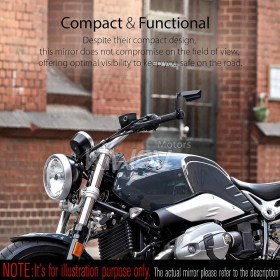 Leap black heavy weight bar end mirror LH compatible with BMW M12 threaded handlebar