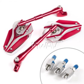 Viper red mirrors for 8mm scooters and motorcycles