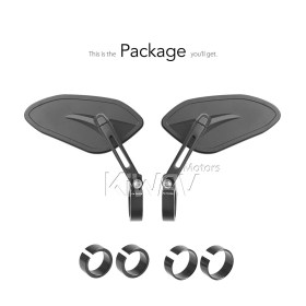 Horus black bar end mirrors for 7/8, 1 Inch handlebars clamp-on type