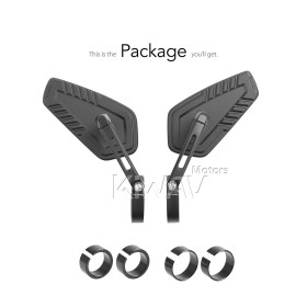 Blade black bar end mirrors for 7/8, 1 Inch handlebars clamp-on type
