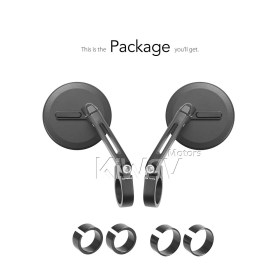 Ojo black ar end mirrors for 7/8, 1 Inch handlebars clamp-on type