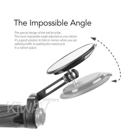 Aura black bar end mirrors for 7/8, 1 Inch handlebars clamp-on type