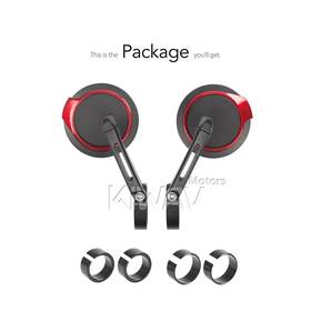Aura red bar end mirrors for 7/8, 1 Inch handlebars clamp-on type