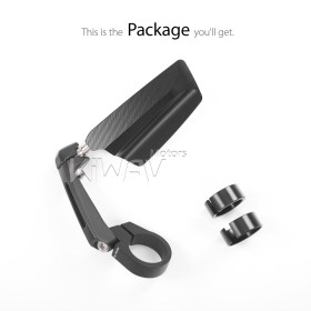 Leap black bar end mirror LH for 7/8, 1 Inch handlebars clamp-on type