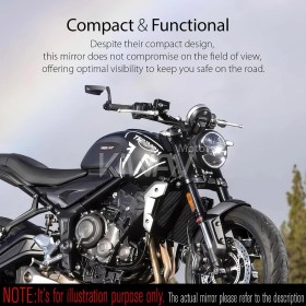 Leap black bar end mirror RH for 7/8, 1 Inch handlebars clamp-on type