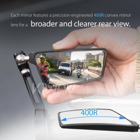 Leap black bar end mirror RH for 7/8, 1 Inch handlebars clamp-on type