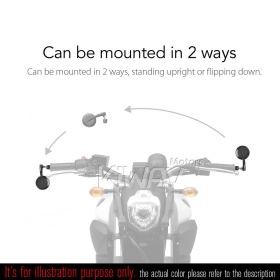 2.5 Inch round CNC aluminum convex bar end mirror black left hand for 7/8 Inch handlebars