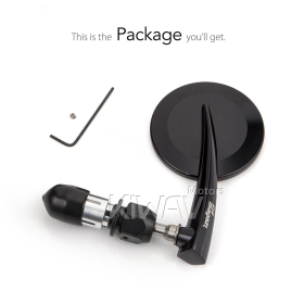 2.5 Inch round CNC aluminum convex bar end mirror black left hand for 7/8 Inch handlebars