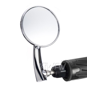2.5 Inch round CNC aluminum convex bar end mirror chrome left hand for 7/8 Inch handlebars
