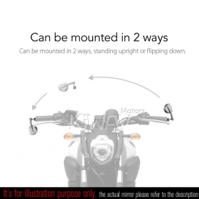 2.5 Inch round CNC aluminum convex bar end mirror chrome left hand for 7/8 Inch handlebars