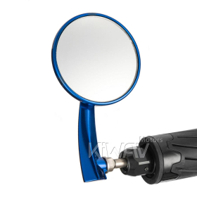 2.5 Inch round CNC aluminum convex bar end mirror blue left hand for 7/8 Inch handlebars