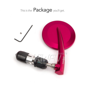 2.5 Inch round CNC aluminum convex bar end mirror red left hand for 7/8 Inch handlebars