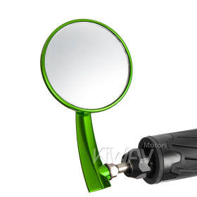 2.5 Inch round CNC aluminum convex bar end mirror green left hand for 7/8 Inch handlebars