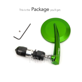 2.5 Inch round CNC aluminum convex bar end mirror green left hand for 7/8 Inch handlebars