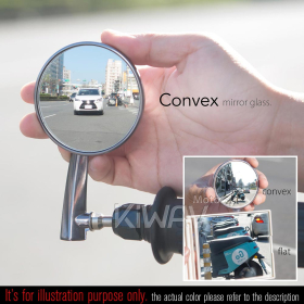 2.5 Inch round CNC aluminum convex bar end mirror orange left hand for 7/8 Inch handlebars