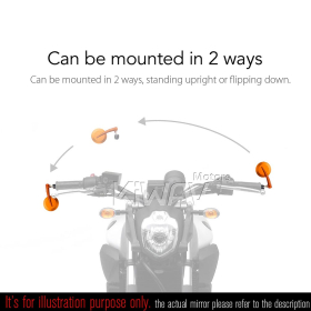 2.5 Inch round CNC aluminum convex bar end mirror orange left hand for 7/8 Inch handlebars