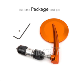 2.5 Inch round CNC aluminum convex bar end mirror orange left hand for 7/8 Inch handlebars