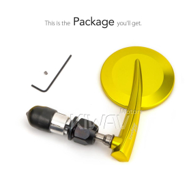2.5 Inch round CNC aluminum convex bar end mirror yellow gold left hand for 7/8 Inch handlebars
