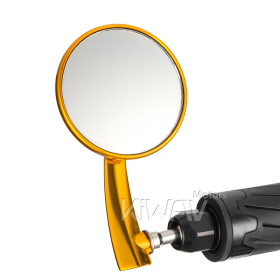 2.5 Inch round CNC aluminum convex bar end mirror orange gold left hand for 7/8 Inch handlebars