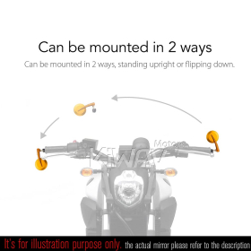 2.5 Inch round CNC aluminum convex bar end mirror orange gold left hand for 7/8 Inch handlebars