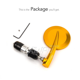 2.5 Inch round CNC aluminum convex bar end mirror orange gold left hand for 7/8 Inch handlebars