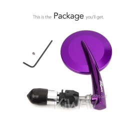 2.5 Inch round CNC aluminum convex bar end mirror purple left hand for 7/8 Inch handlebars